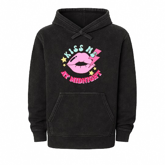 Valentine s Day Kiss Me At Midnight I Love You Be Mineral Wash Hoodies