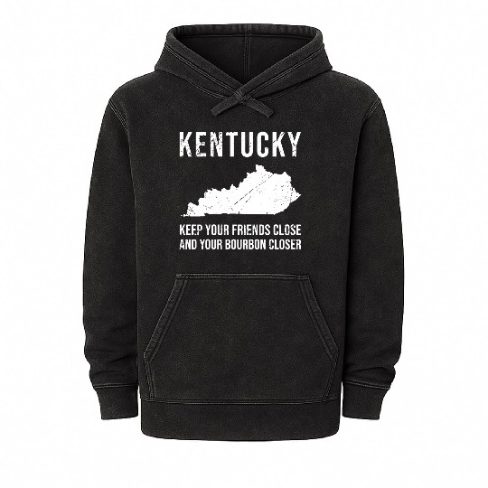 Keep Your Friends Close And Your Bourbon Closer Mineral Wash Hoodies