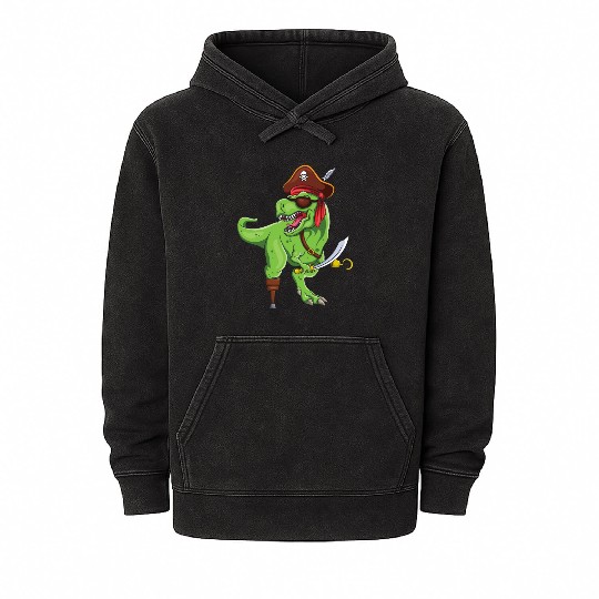 Roar Dinosaur Jolly Pirate Decor Lazy Halloween Mineral Wash Hoodies