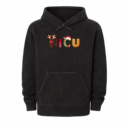 Cute NICU Christmas design Mineral Wash Hoodies