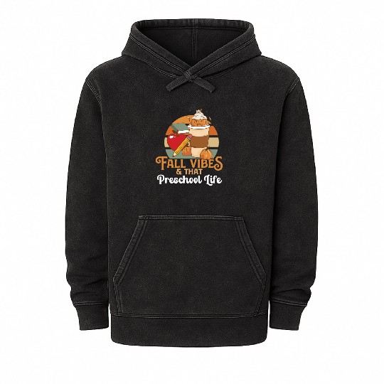 Fall Vibes That Preschool Life Pre K Teacher Mineral Wash Hoodies
