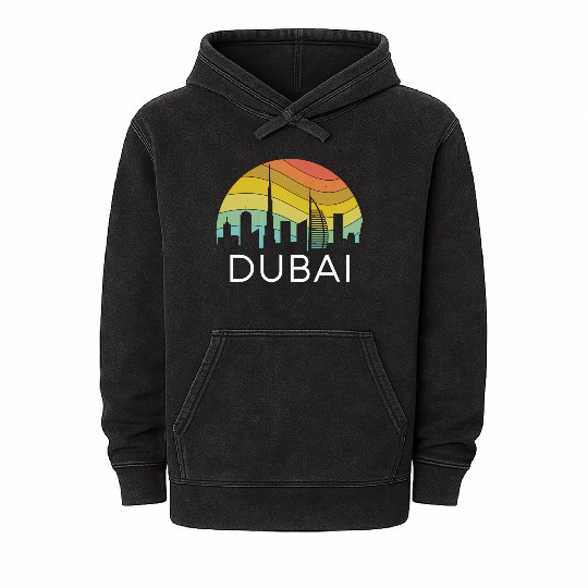Dubai Skyline City Arab Emirates Uae Arcihtecture Mineral Wash Hoodies