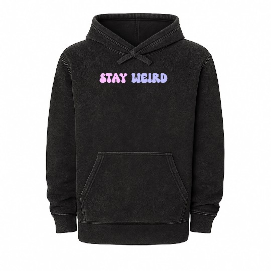 Stay Weird Groovy Retro Straight Mineral Wash Hoodies