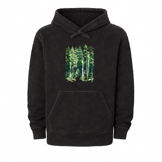 Happy Green Wild Forest - Adventure Hiking Trail Mineral Wash Hoodies