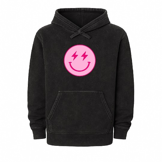 light pink face lightning bolt eyes Mineral Wash Hoodies