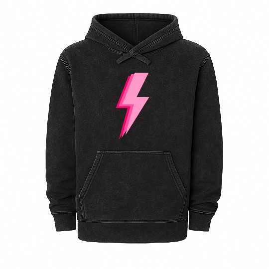 Layered trendy hot pink and light pink lightning Mineral Wash Hoodies