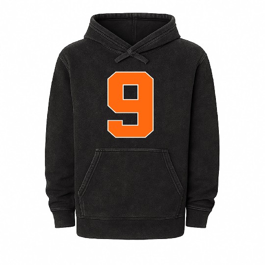 Number 9 Sports Orange Mineral Wash Hoodies