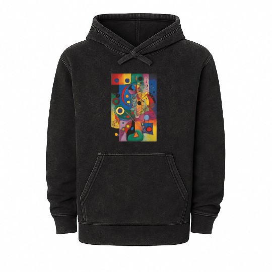 Vibrant Geometric Shapes Painting Mineral Wash Hoodies