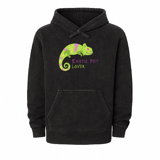 Green Chameleon Lizard Exotic Pet Lover Mineral Wash Hoodies