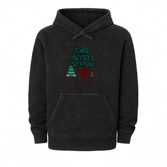 "Im with them" Christmas Elf design Mineral Wash Hoodies