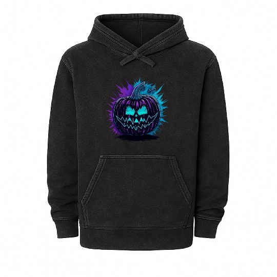Neon Pumpkin Purple and Teal Mineral Wash Hoodies