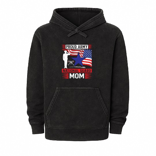 Proud Army National Guard Mom Mineral Wash Hoodies