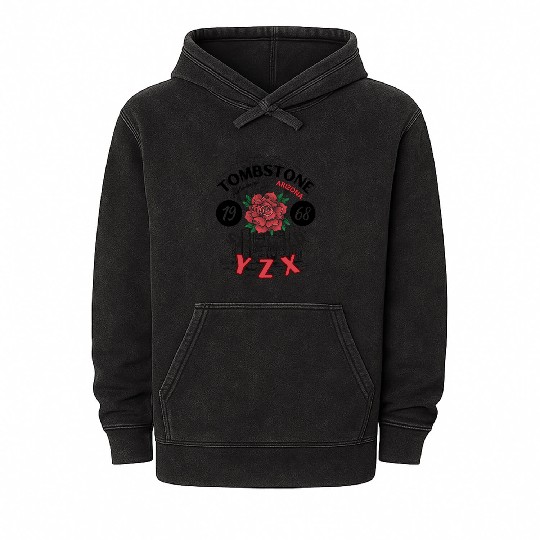 Tombstone Arizonna red rose Mineral Wash Hoodies