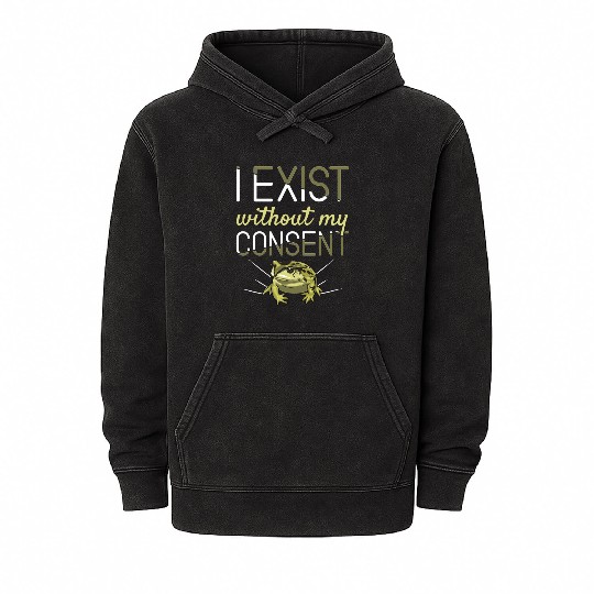 I Exist Without My Consent Frog Mineral Wash Hoodies