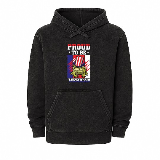 Proud To Be Merica Frog Mineral Wash Hoodies