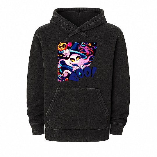 Boo Halloween Friendly little ghost Mineral Wash Hoodies
