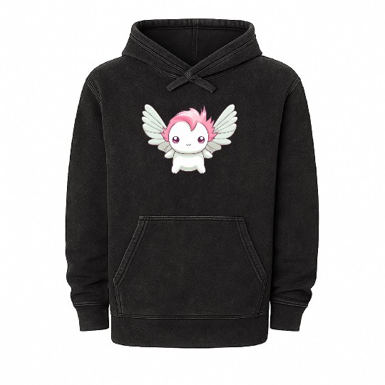 Sweet Axolotl with Angel Wings: Heavenly Design Mineral Wash Hoodies