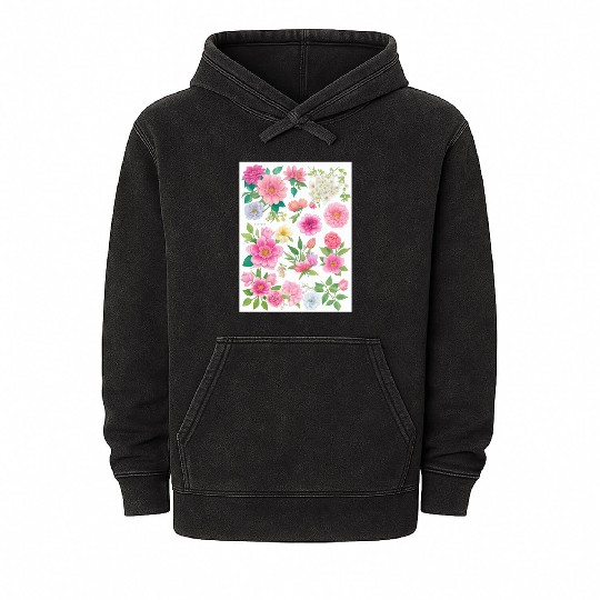 Lavender and Lilac Spring Flowers Mineral Wash Hoodies