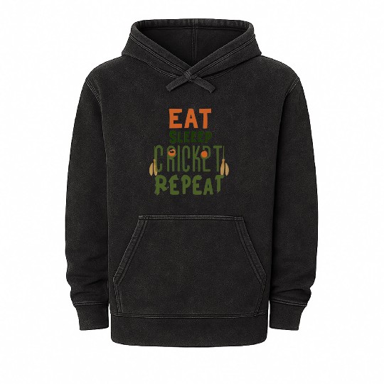 Eat Sleep Cricket Repeat: The Cricket Lover's Mineral Wash Hoodies