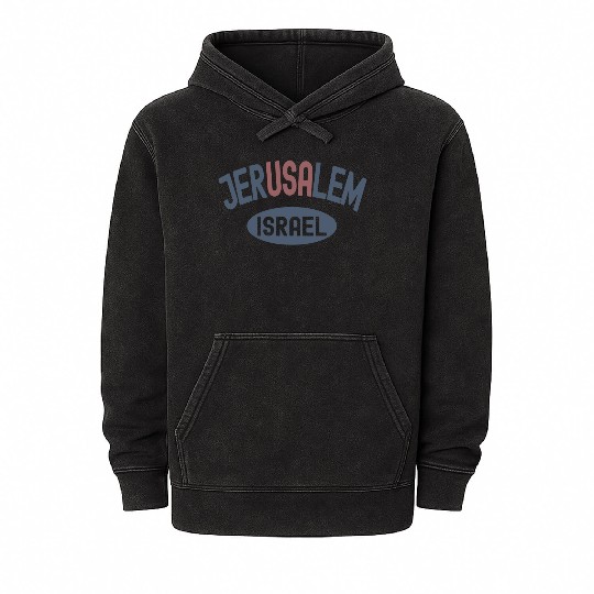Usa Jerusalem Israel Mineral Wash Hoodies
