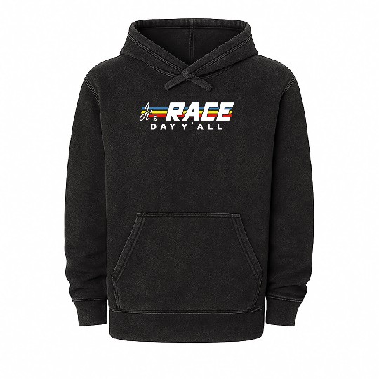 It s Race Day Y all White Text Mineral Wash Hoodies