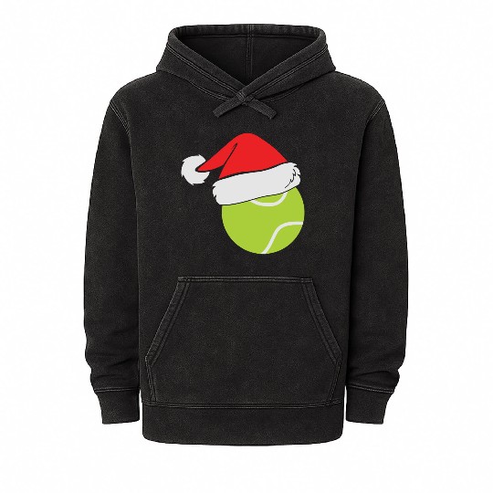 Tennis Santa Hat Tennis Lover Christmas Gift Mineral Wash Hoodies