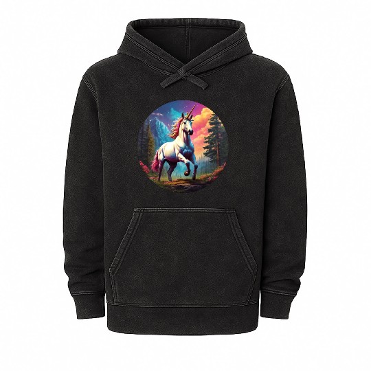 Rainbow Unicorn Mineral Wash Hoodies