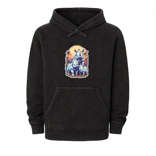 Rhinos Kawaii Mineral Wash Hoodies