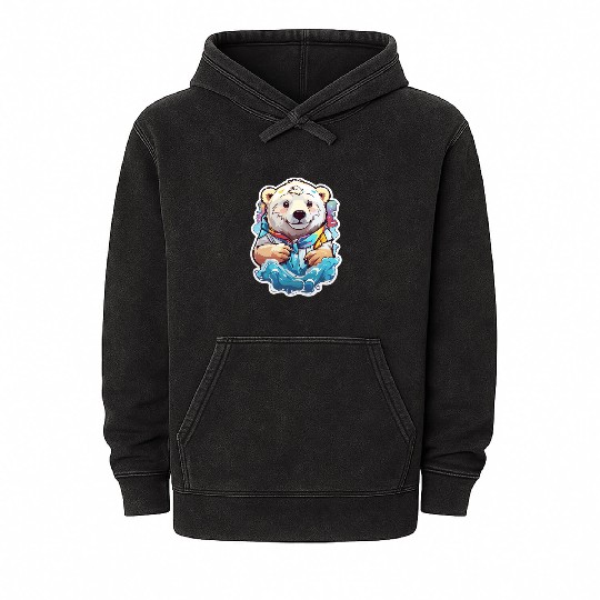 Polar Bear Kawaii Mineral Wash Hoodies