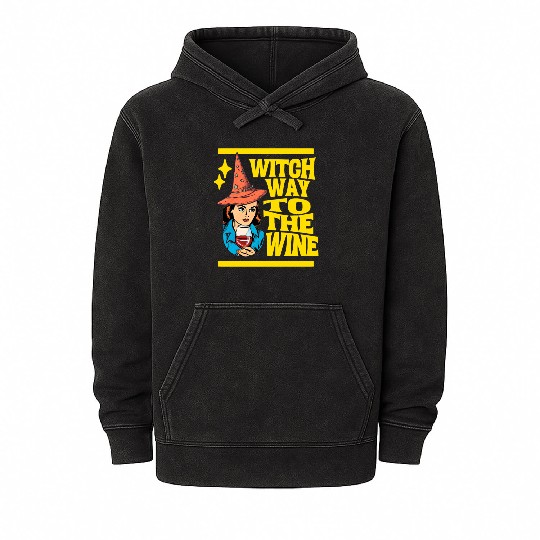 Witch Way To The Wine Mineral Wash Hoodies
