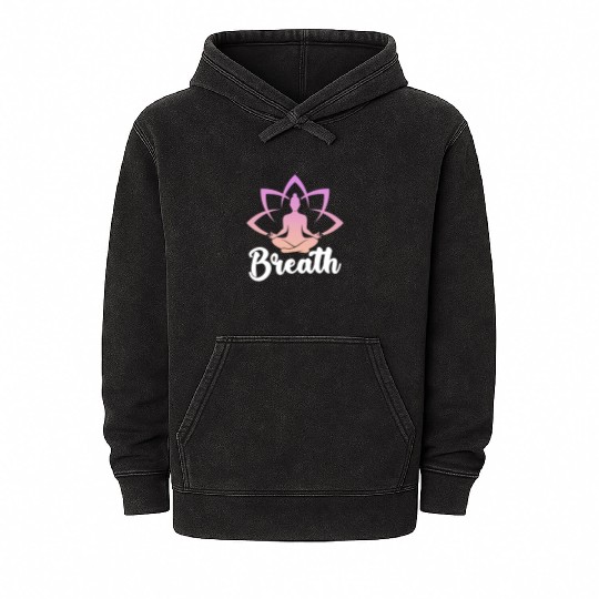 Breath Yoga Meditation Mineral Wash Hoodies