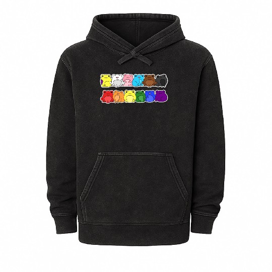Pride Progress Flag Frog Design for Equality Mineral Wash Hoodies