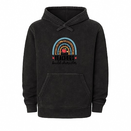 Weird Teachers Build Character Leopard Rainbow Mineral Wash Hoodies