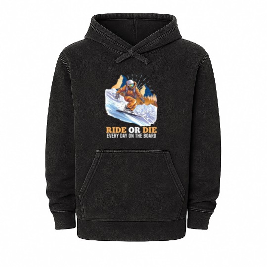 Snowboarding Ride 'n Die Snowboarder Extreme Mineral Wash Hoodies