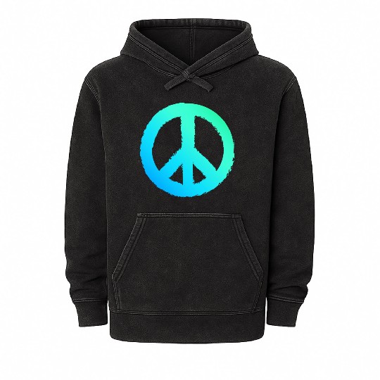 Gradient Peace Symbol Men Peace Sign Mineral Wash Hoodies