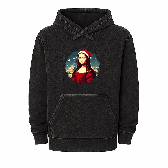 Mona Lisa Funny Christmas Art Mineral Wash Hoodies