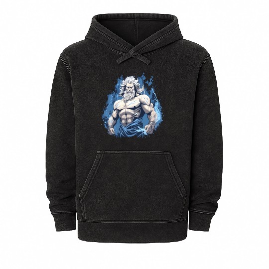 Zeus' Thunderbolt: Godly Gym Dominance Mineral Wash Hoodies