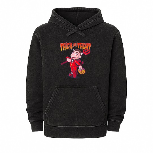 Cute Halloween Trick or Treat Kid Devil Mineral Wash Hoodies