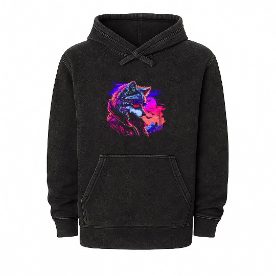 Midnight Synth Serenade Mineral Wash Hoodies