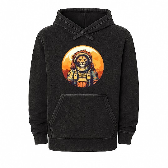 Lion in space Mineral Wash Hoodies