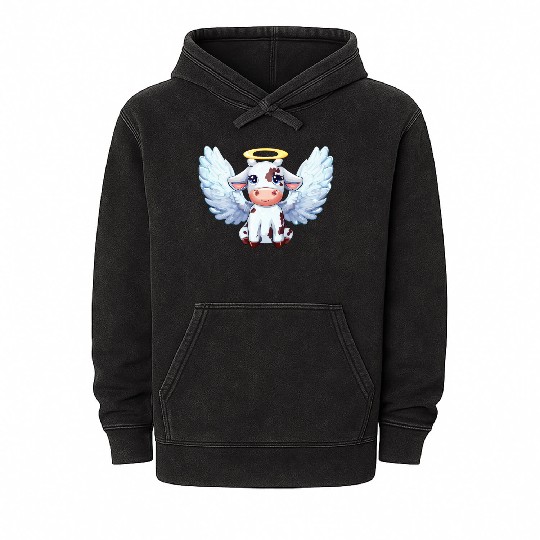 cow angel wings farm halo Mineral Wash Hoodies