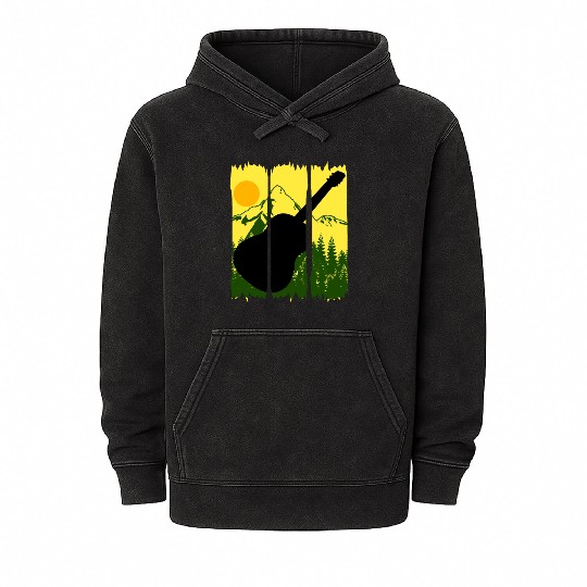 Guitar Nature Hiking Music Guitarist Mineral Wash Hoodies