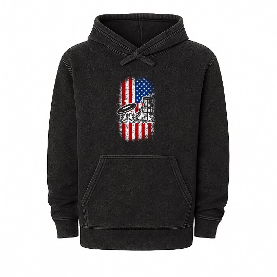 Usa American flag 4th of july patriotic disc golf Mineral Wash Hoodies