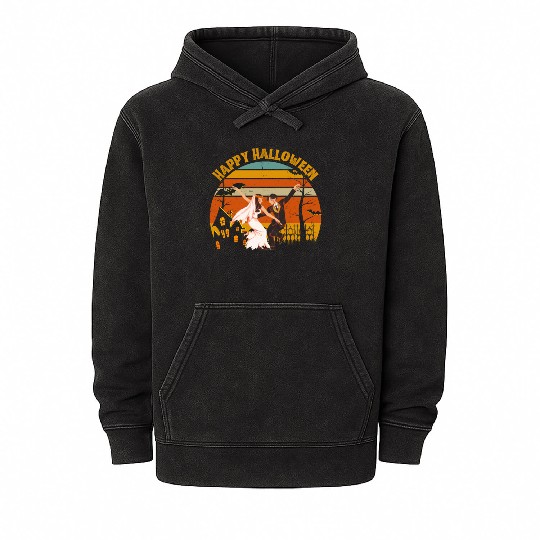 Happy Halloween. Spooky Ghost Skeleton Zombie Witc Mineral Wash Hoodies