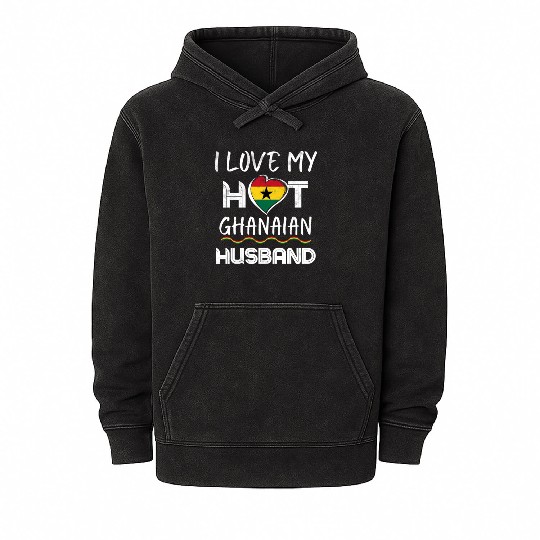 Funny Ghanaian Husband Proud Wife Mineral Wash Hoodies