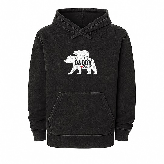 Daddy Bear Fathers Day Cute Baby Cub Papa Dad Mineral Wash Hoodies