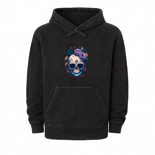 Floral Skull | C04 Mineral Wash Hoodies