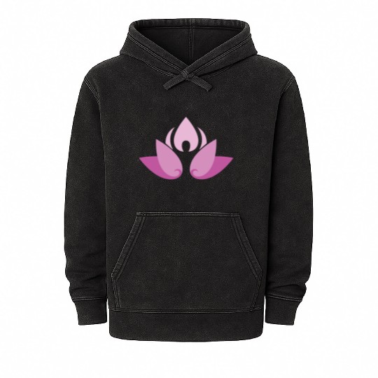 Meditative Lotus Tranquility Design Mineral Wash Hoodies