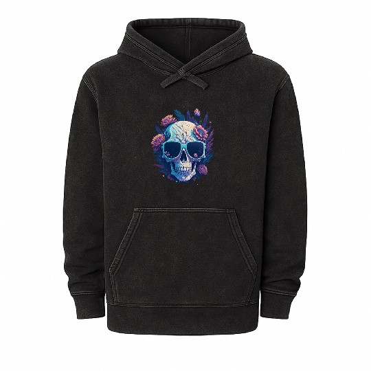 Floral Skull | C16 Mineral Wash Hoodies