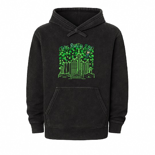 Saint Patrick's Day San Antonio Texas Mineral Wash Hoodies